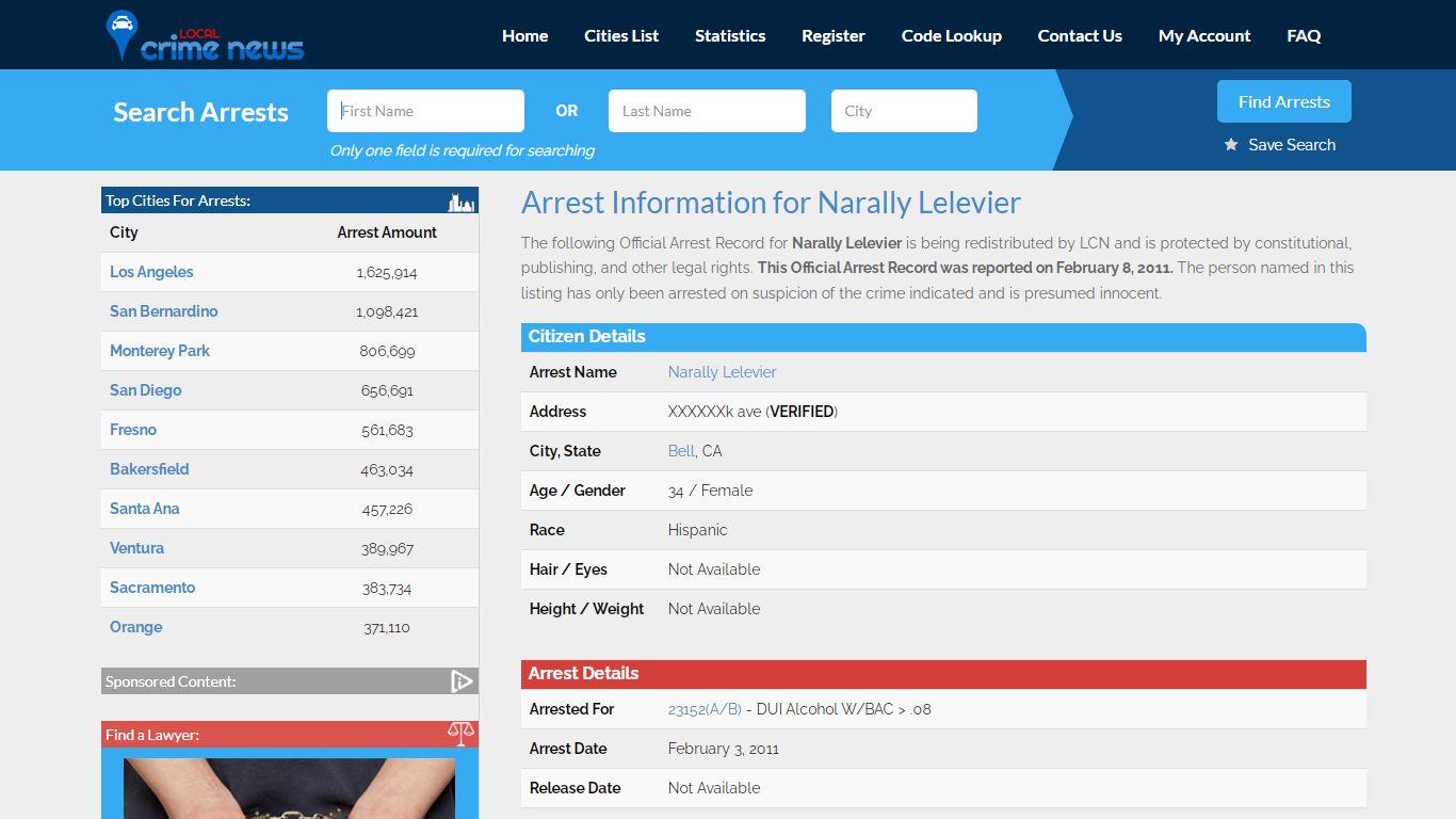Narally Lelevier Arrest Record Details | Local Crime News in Los ...